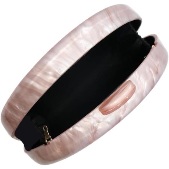 Shell Acrylic Evening Clutch – Elegant Wedding & Party Purse with Chain - Picture 3 of 4